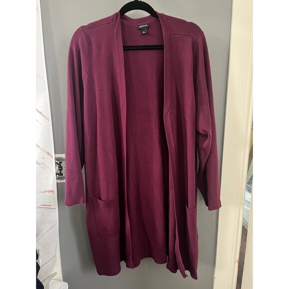 Torrid size 3 burgundy red dark pink long cardigan sweater - Picture 1 of 4